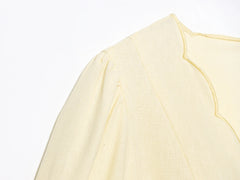 Women Butter Yellow Top and Pants Set | Puff Sleeve Blouse | Wide Leg Pants | Summer Vacation Set