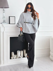 Women Batwing Sleeve Coat | Waist Cinching Poncho | Thick | Warm | Single Buckle