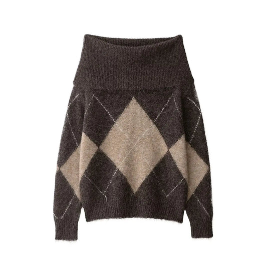 Woman Knitted Pullover | One-Shoulder | Long Sleeved | Casual Cropped Sweater | Off Shoulder Sweater Top