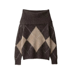 Woman Knitted Pullover | One-Shoulder | Long Sleeved | Casual Cropped Sweater | Off Shoulder Sweater Top
