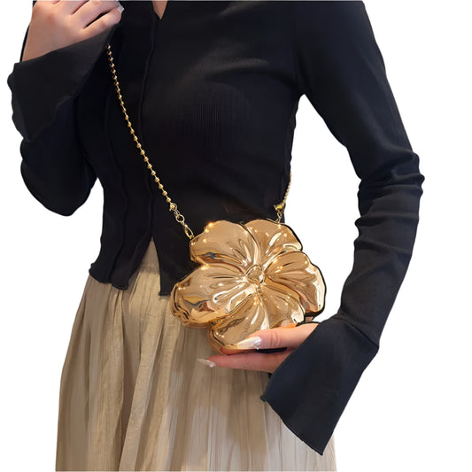 Women Gold  Floral Acrylic Clutch Bag | Lily of the Valley Charm