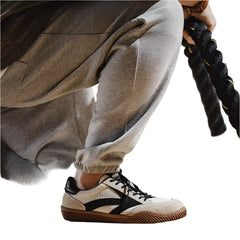 Men Casual Sneakers | Suede Brown Patchwork Sneakers | Low Top Tennis Shoes
