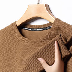Men Waffle Round Neck Short Sleeve T-shirt | Summer Top