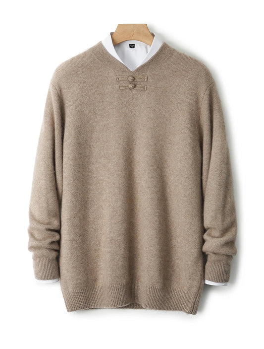 Men Pure Merino Wool Sweater | Long Sleeves | Stand-Up Collar | Pullover | Warm | Mock Neck Sweater