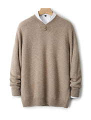 Men Pure Merino Wool Sweater | Long Sleeves | Stand-Up Collar | Pullover | Warm | Mock Neck Sweater