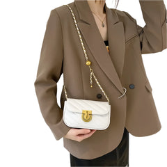 Women Lock Chain Small Shoulder Bag | Rhombic Lattice Pattern Bag