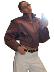 Women Puffer Jacket | Bomber Jacket | Short Jacket | Long Sleeve | Cropped