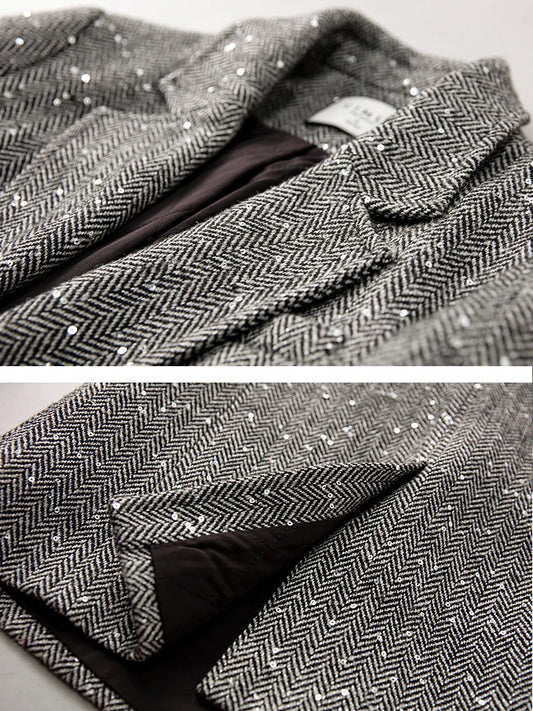 Wool Blend Blazer Women | Vintage Tailored Outerwear