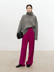 Women Soft Cashmere Sweater | Loose and Thick Turtleneck Pullover Knit