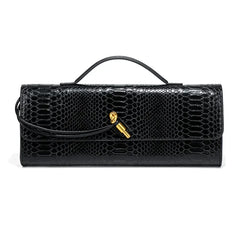 Women Luxury Design Top-Handle Leather Bag | Long Purse | Crocodile Pattern Bag