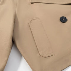 Women Cropped Trench Coat | Long Sleeve | Casual Classic