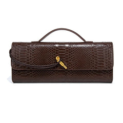 Women Luxury Design Top-Handle Leather Bag | Long Purse | Crocodile Pattern Bag