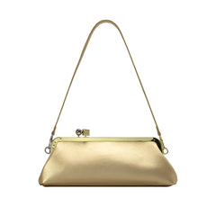 Women Leather Kiss Lock Bag | Long Clutch Bag | Luxury Shoulder Bag | Elegant Party Purse | Underarm Bag
