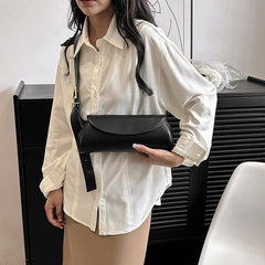 Women Baguette Leather Bag | Adjustable Wide Strap Shoulder Bag