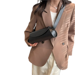 Women Baguette Leather Bag | Adjustable Wide Strap Shoulder Bag