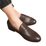 Men Plain Round Toe Leather Loafers | Leather Shoes