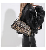 Women Leopard Print Underarm Bag | Cheetah Print Leather Shoulder Bag