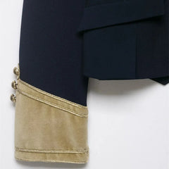 Women Cropped Jacket | Rope Knot Buttons | Stand Collar | Long Sleeve | Spring Jacket | Napoleon Jacket