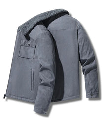 Men Suede Warm Fleece Jacket | Thick Casual Windbreaker | Parka Zipper Cargo