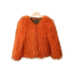 Short Mongolian Fur Coat | Women Luxury Cropped Fur Coat | Warm | Winter