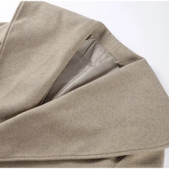 Women Shawl Collar Woolen Coat With Belt | Loose Long Sleeve | Overcoat | Winter Coat