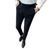 Men's High Waisted Waffle Business Casual Pants | Pantalones Hombre | Dress Pants