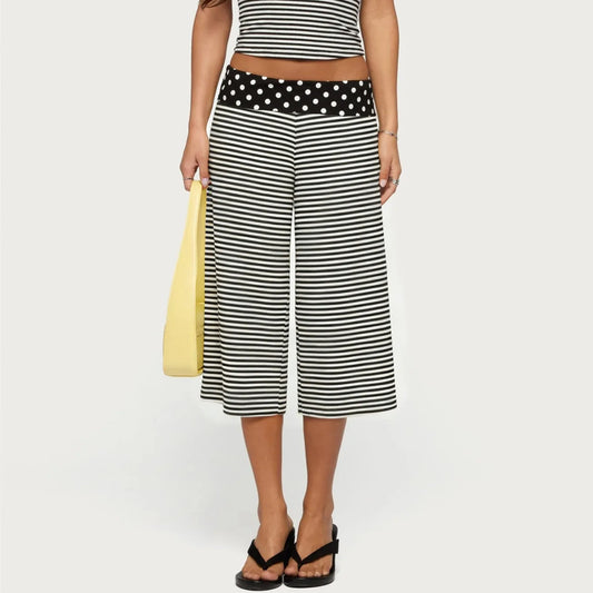 Women Gaucho Pants | Low Rise | Cropped | Wide Leg Capri Pants | Summer