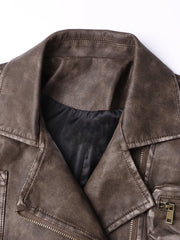 Women Washed Leather Jacket