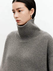 Women Soft Cashmere Sweater | Loose and Thick Turtleneck Pullover Knit