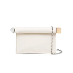 Women Leather Rolled-Up Clutch Bag | Versatile | Folding Clutch | Chain Single-Shoulder Bag | Crossbody Bag