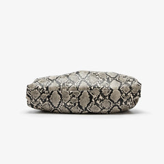 Women Leather Ruched Serpentine Dumpling Bag | Pouch Handbag | Cloud Clutch | Snake Pattern Shoulder Bag | Crossbody Bag