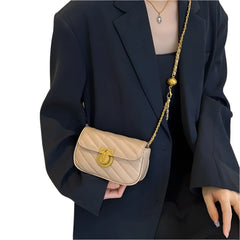 Women Lock Chain Small Shoulder Bag | Rhombic Lattice Pattern Bag
