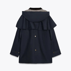 Women Removable Hooded Coat | Loose | Long Jacket | Casual Waterproof Trench Coat | Cape Jacket