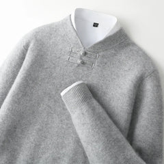 Men Pure Merino Wool Sweater | Long Sleeves | Stand-Up Collar | Pullover | Warm | Mock Neck Sweater
