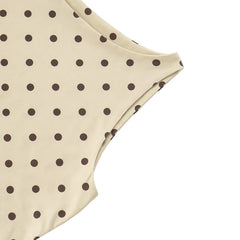 Women Polka Dot Long Skirt | Sleeveless Vest Top | Pleated Skirt Set | Office Dress Set