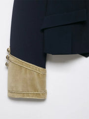 Women Cropped Jacket | Rope Knot Buttons | Stand Collar | Long Sleeve | Spring Jacket | Napoleon Jacket