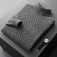 Men Merino Wool High-Necked Pullover | Warm Turtleneck Sweater
