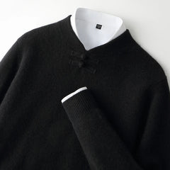 Men Pure Merino Wool Sweater | Long Sleeves | Stand-Up Collar | Pullover | Warm | Mock Neck Sweater