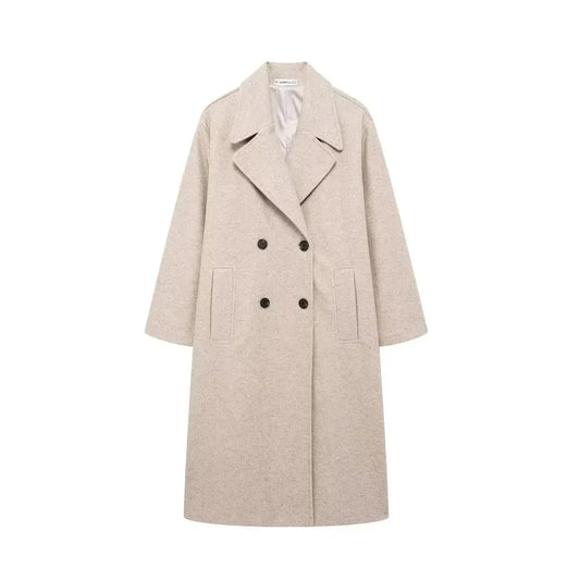 Women Wool Blend Warm Long Coat Jacket | Long Winter Trench Overcoat