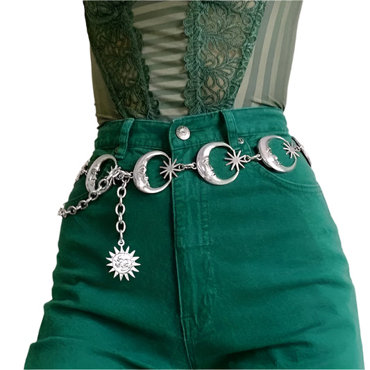 Women Versatile Metal Sun Moon Belt | Body Chain | Single Layer
