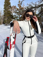 Women Warm Ski Suit | Ski Bodysuit | Long Sleeve | Waterproof | Windproof | Slim Skiing Jumpsuit