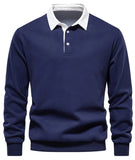 Cotton Polo Neck Sweatshirt for Men | Casual