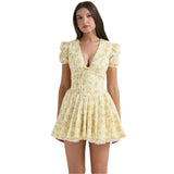 Women Yellow Floral Printed Summer Dress