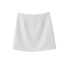 Women White Vest Skirt Suit | Two Piece Summer Office Slim Set