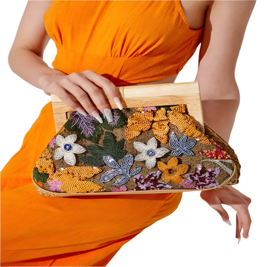 Women Flower Sequins Clutch Bag | Evening Bag | Party Bag