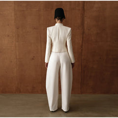 Women Napoleon Jacket | Elegant Office Short Coat | Stand Collar | Spring Jacket | Knotted Jacket