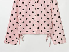 Women Polka Dot Jacket | Long Sleeve | Loose Coat