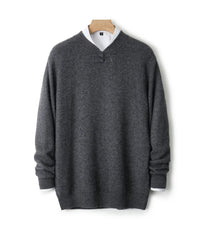 Men Pure Merino Wool Sweater | Long Sleeves | Stand-Up Collar | Pullover | Warm | Mock Neck Sweater