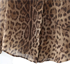 Women Leopard Print Chiffon Blouse | Cheetah Print Blouse | Button Up Office Long Sleeve Shirt
