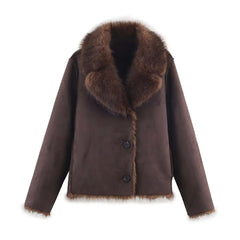 Women Winter Fur Jacket | Long Sleeves | Double-Sided | Thick | Warm Coat | Reversible Jacket